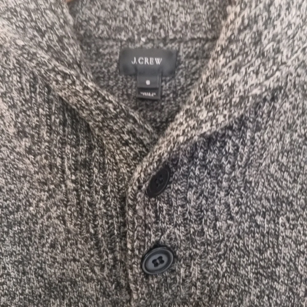 J.Crew Shawl Collar Sweater Mens S Grey Marled 100% Lambswool Button Pullover